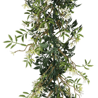 Artificial White Star Plus Green Leaves Hanging Ivy 175CM Length Outdoor UV