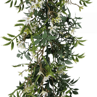 Artificial White Star Plus Green Leaves Hanging Ivy 175CM Length Outdoor UV