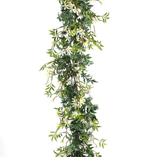 Artificial White Star Plus Green Leaves Hanging Ivy 175CM Length Outdoor UV