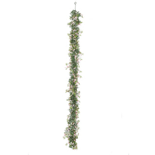 Artificial Pink Star Plus Green Leaves Hanging Ivy 175CM Length Outdoor UV
