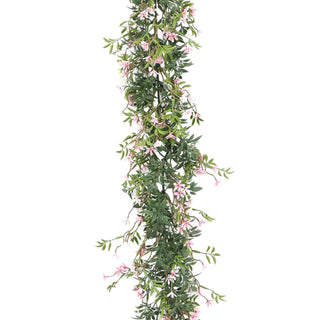 Artificial Pink Star Plus Green Leaves Hanging Ivy 175CM Length Outdoor UV